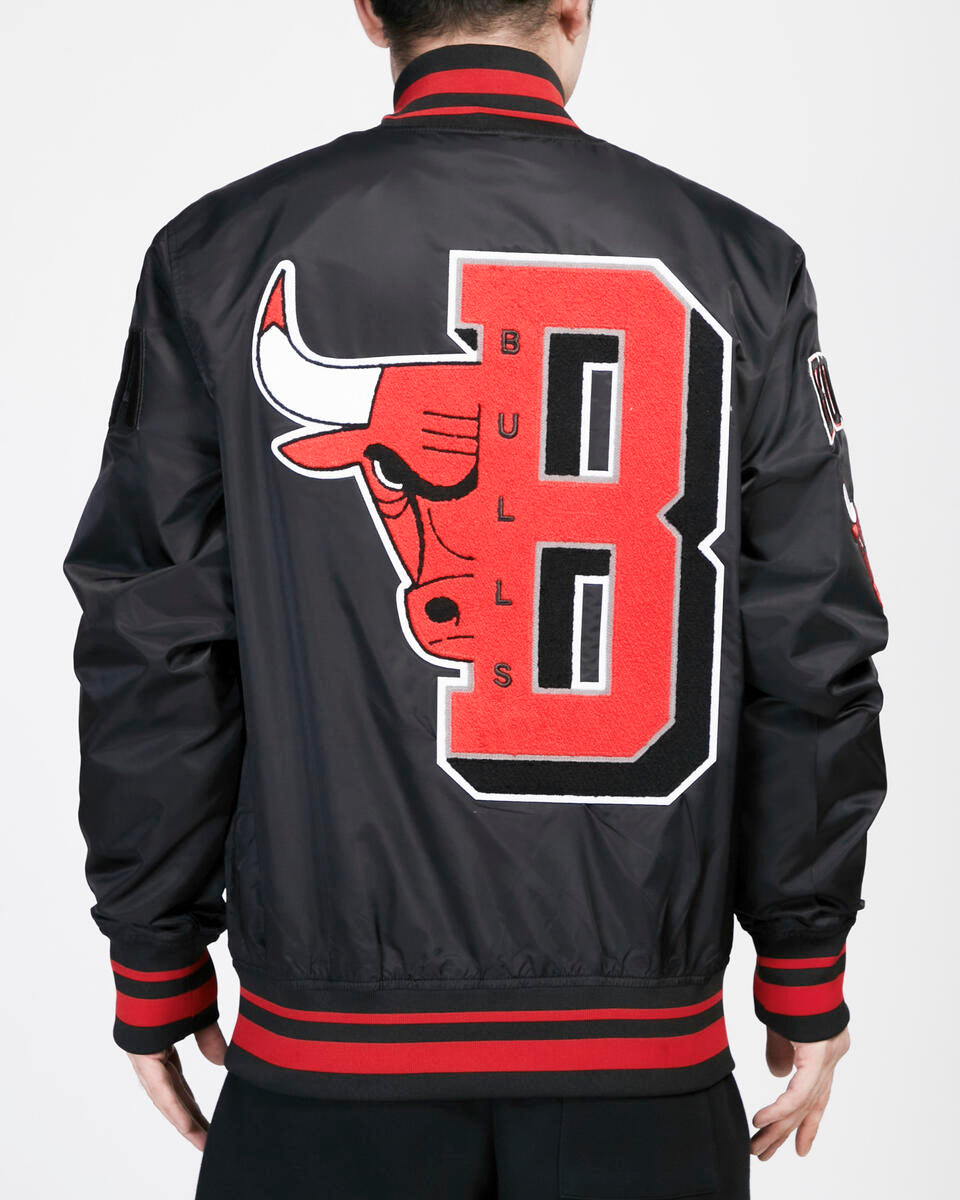 Chicago Bulls Black Satin Mash Up Jacket