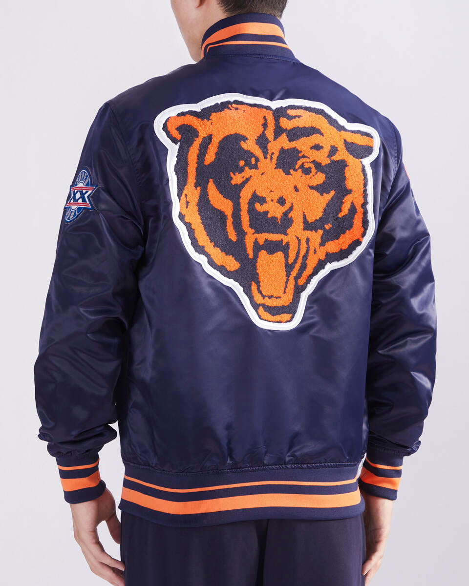Chicago Bears Navy Satin Mash Up Jacket