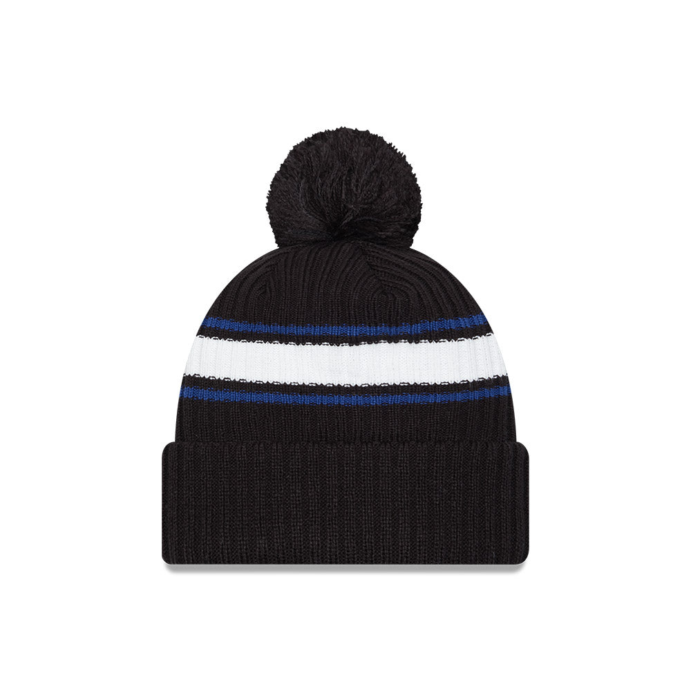 Chicago Cubs Black OTC Stripes Pom Patch Knit Hat