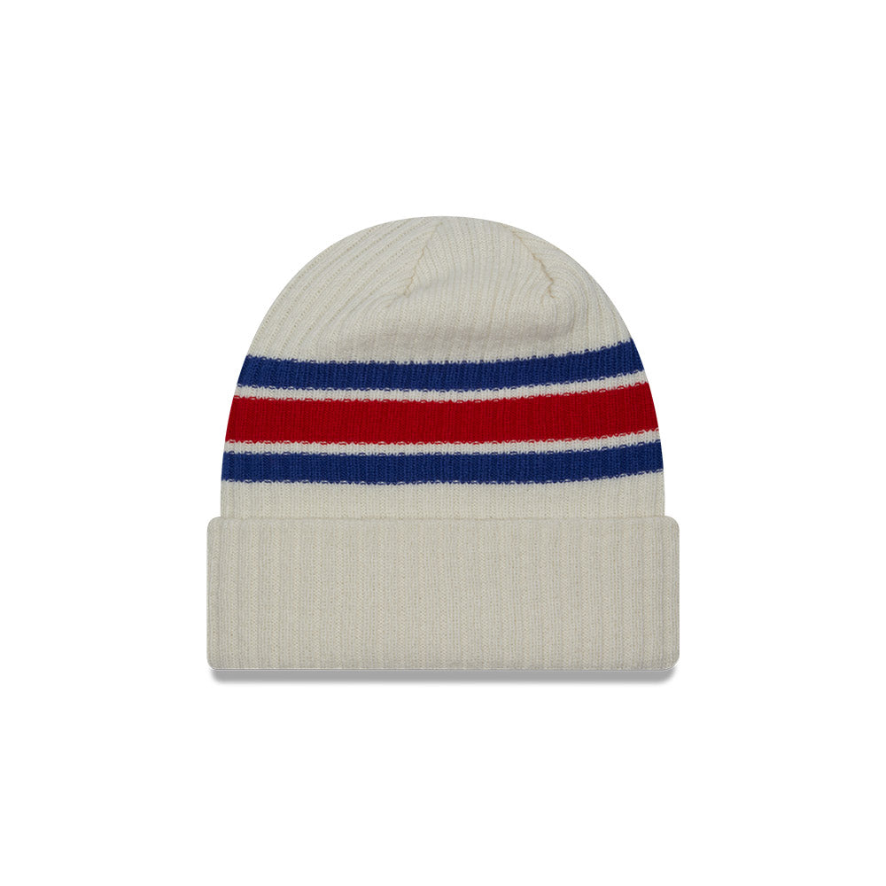 Chicago Cubs Vintage White OTC Stripes Patch Knit Hat
