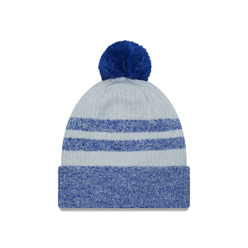 Chicago Cubs Gray OTC Stripes Patch Pom Knit Hat