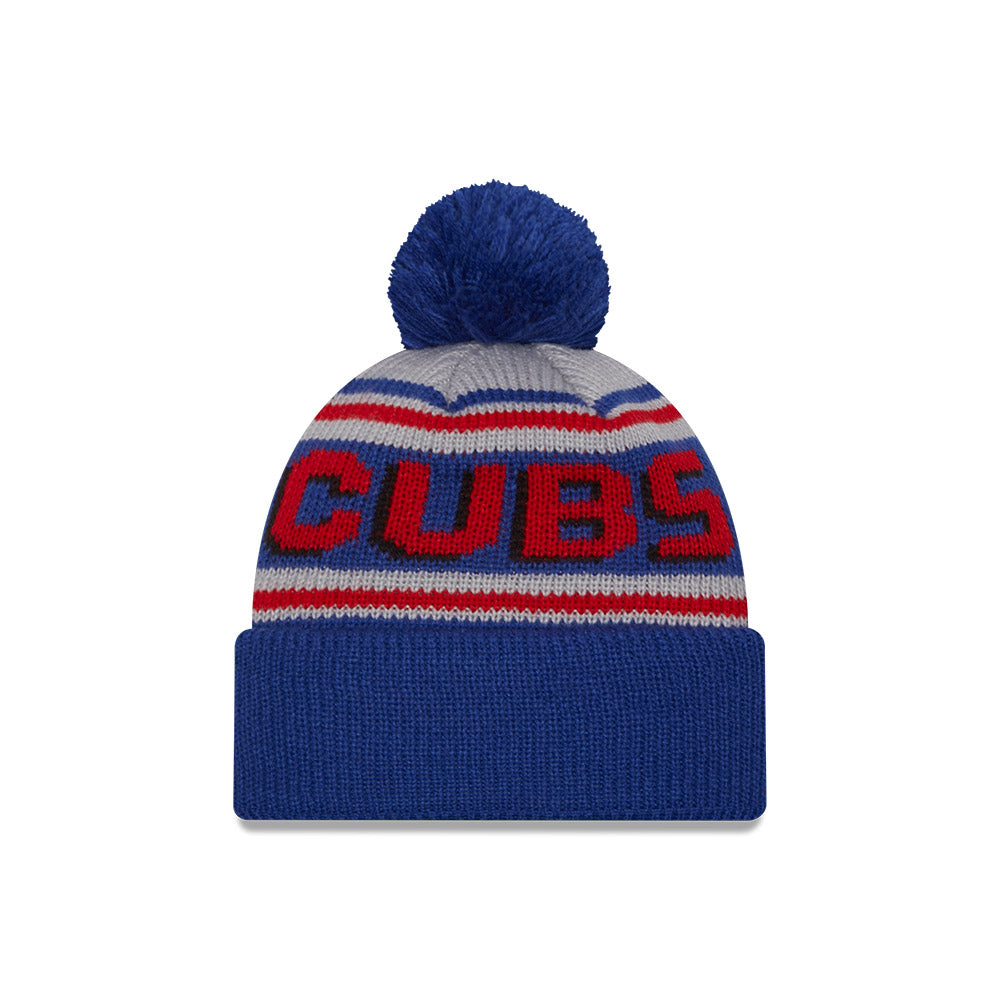 Chicago Cubs New Era Evergreen Grey Pom Knit Youth Hat