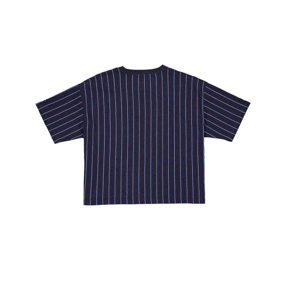 Chicago Cubs New Era Navy City Connect Pinstripe Women's Crop Top Tee