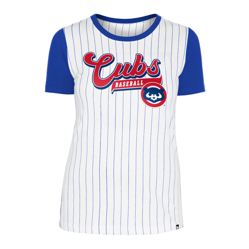 Chicago Cubs New Era Pinstripe/Royal Women's Tee