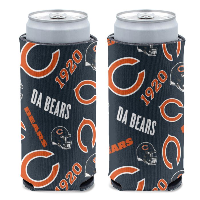 Chicago Bears 12oz Scatter Print Slim Can Cooler