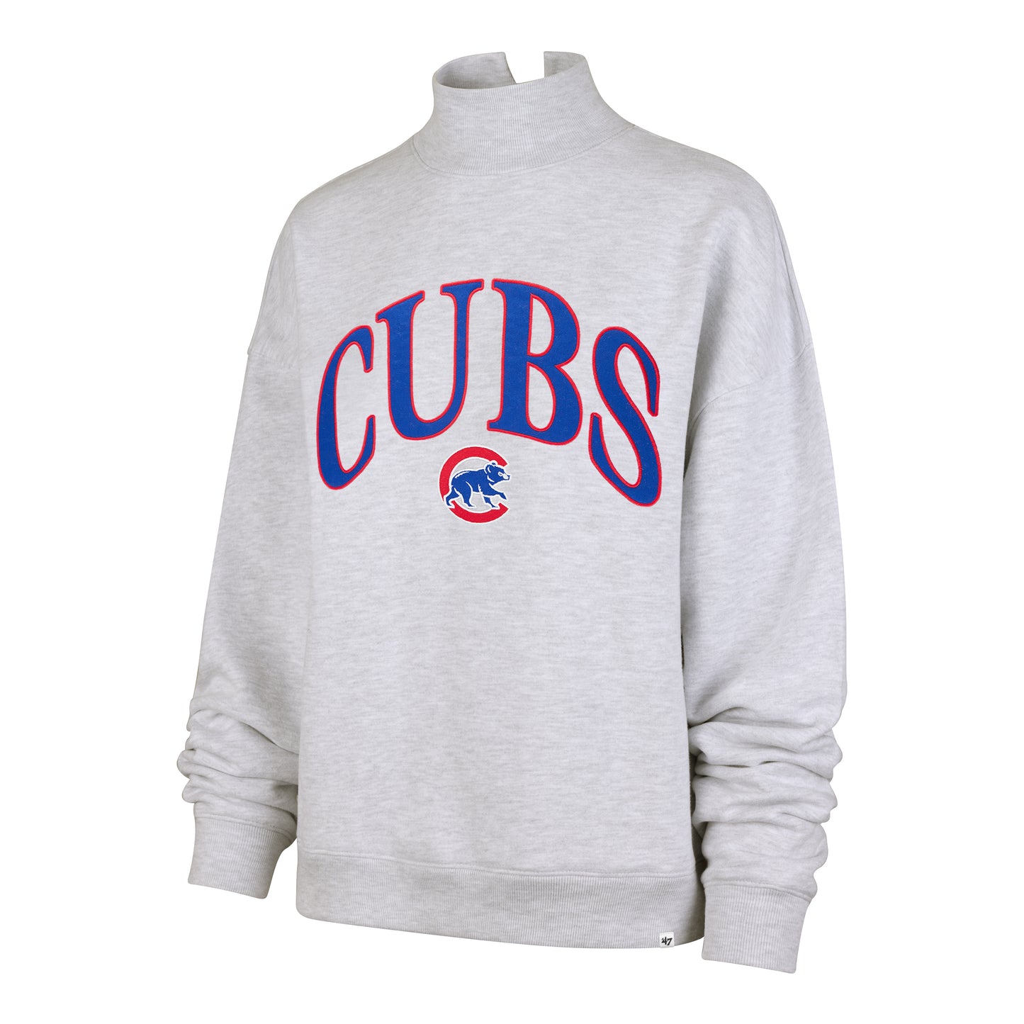Chicago Cubs '47 Women's Grey Vantage Mock Neck Pullover Crewneck Sweatshirt