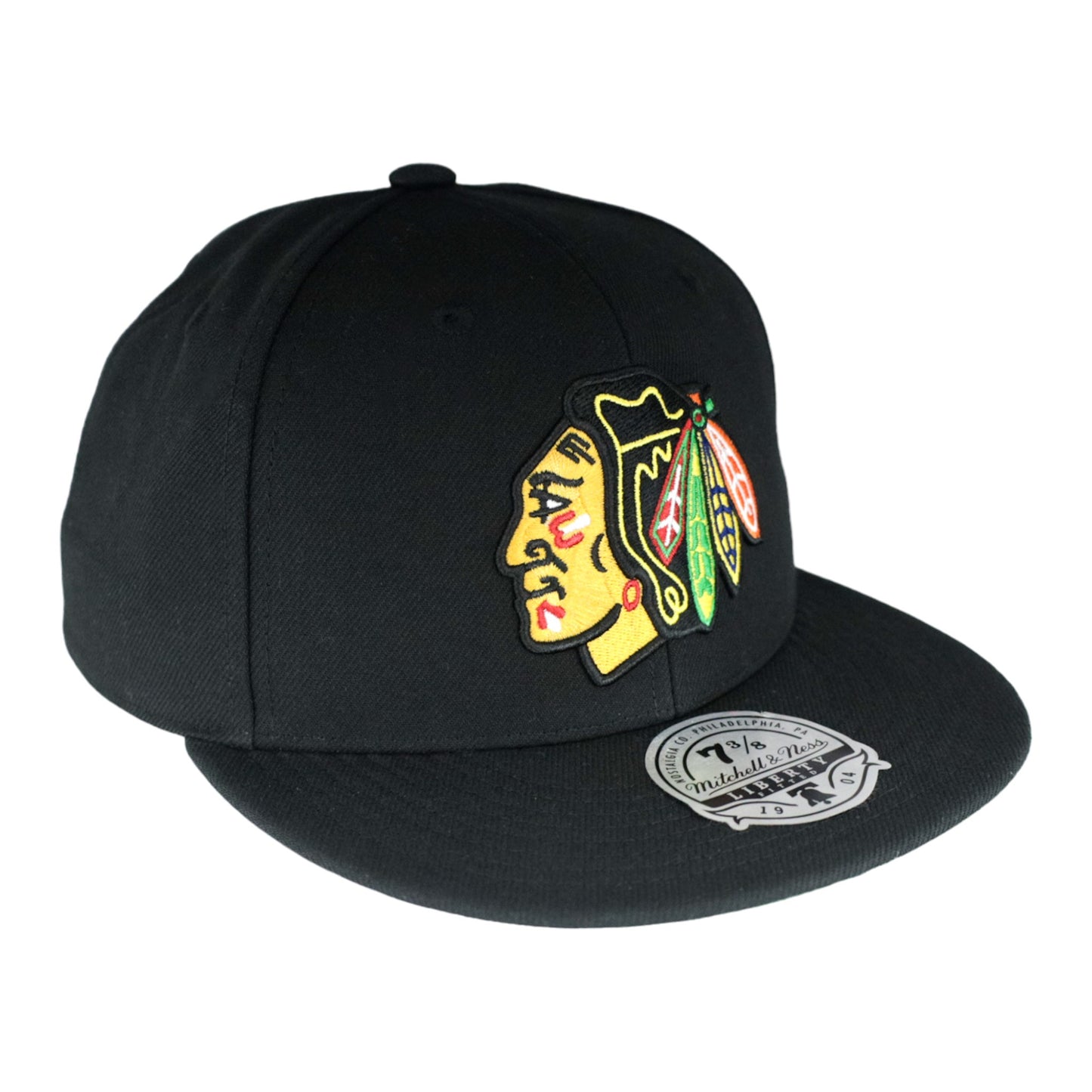 Chicago Blackhawks Black Liberty Mitchell & Ness Fitted Hat