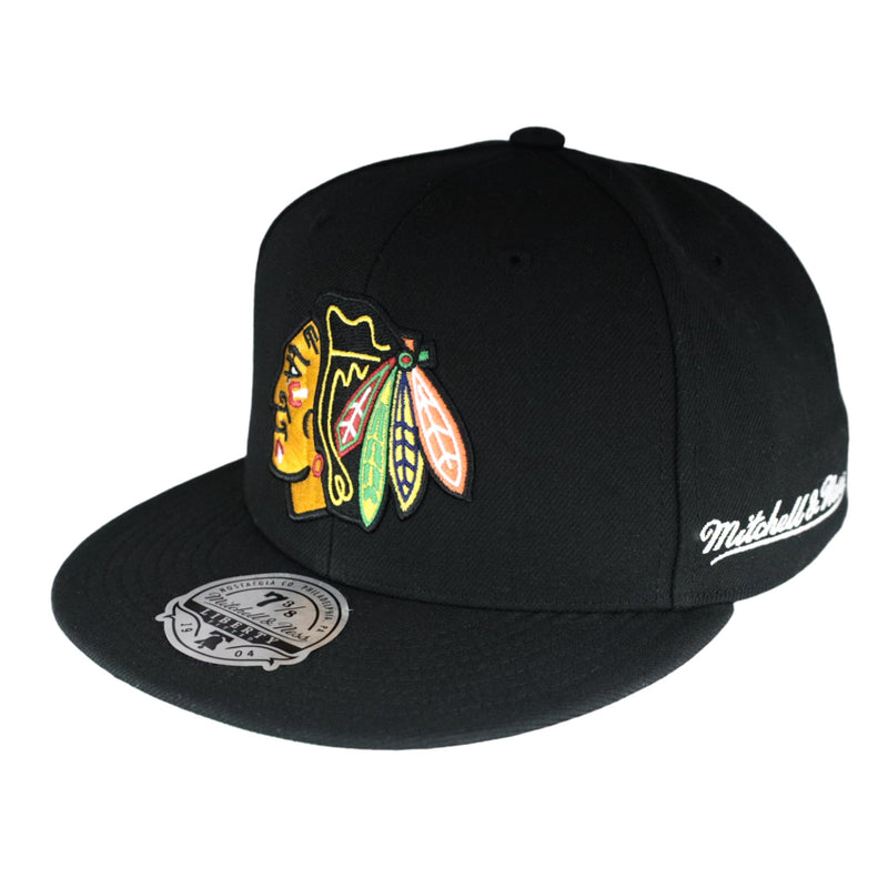 Chicago Blackhawks Black Liberty Mitchell & Ness Fitted Hat