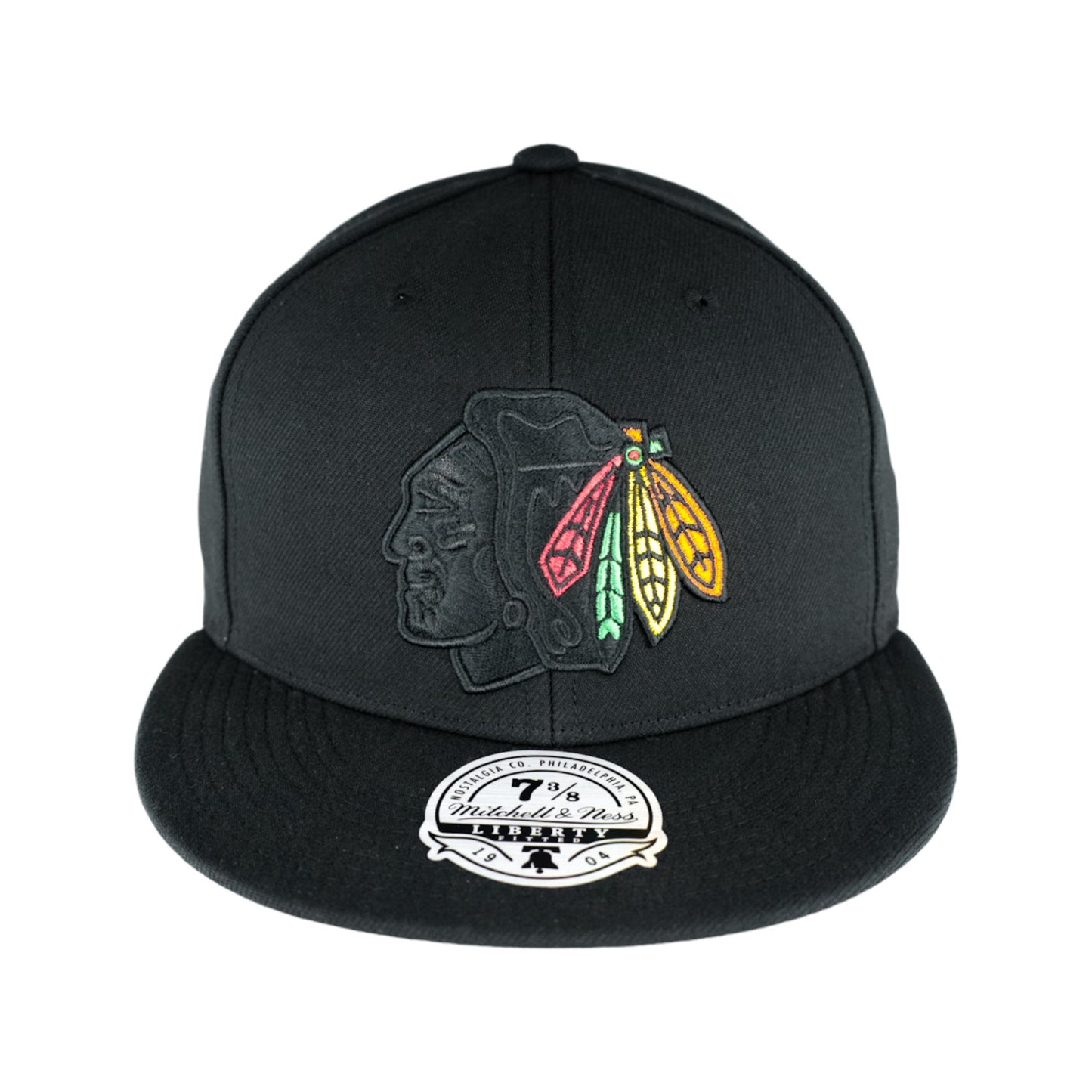 Chicago Blackhawks Blackout Feathers Liberty Mitchell & Ness Fitted Hat