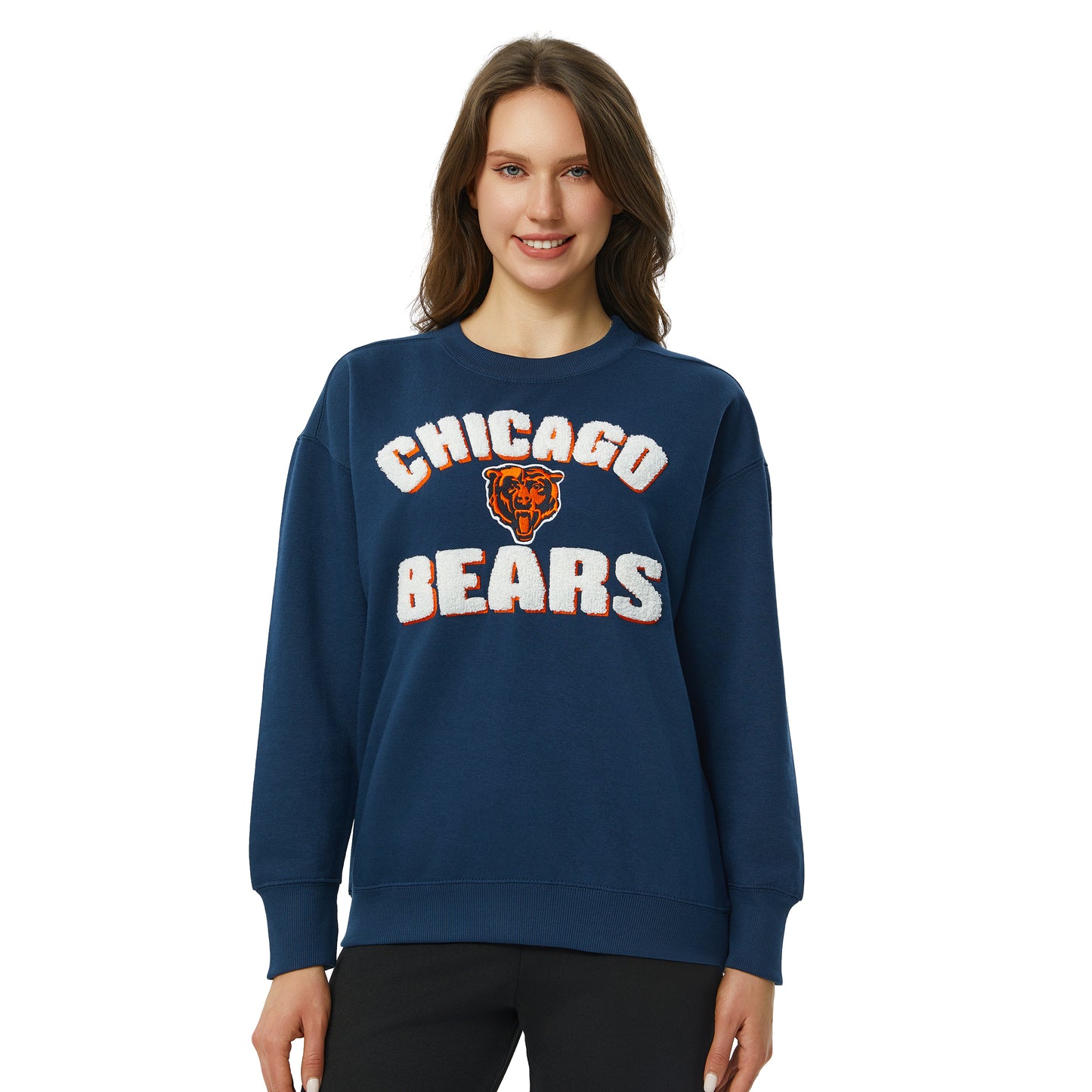 Chicago Bears Concept Sport Ladies Ascent Chenille Navy Crew Top