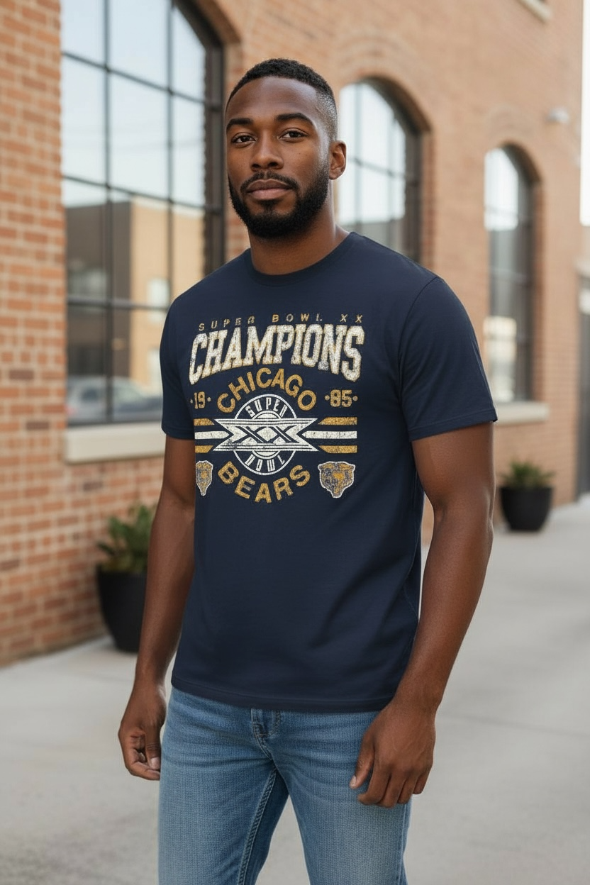 Chicago Bears Fanatics Super Bowl XX Champions Navy T-Shirt