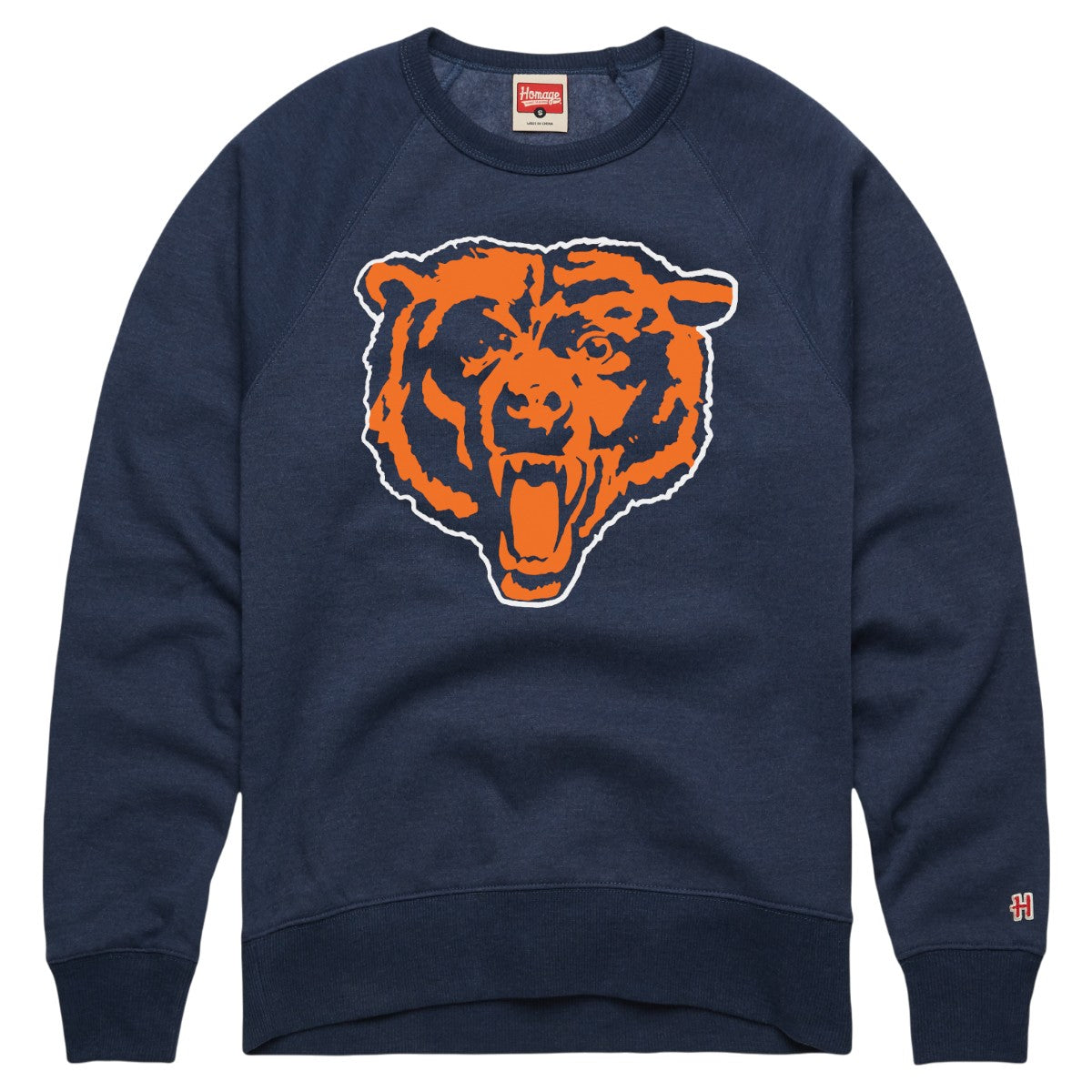 Chicago Bears Homage Navy Bear Head Crewneck Sweatshirt