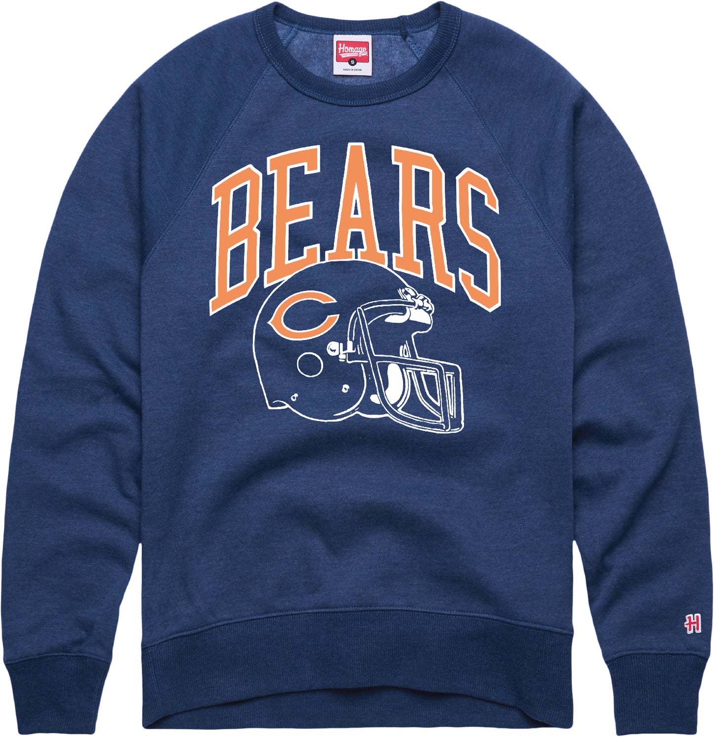 Chicago Bears Homage Navy Helmet Crewneck Sweatshirt
