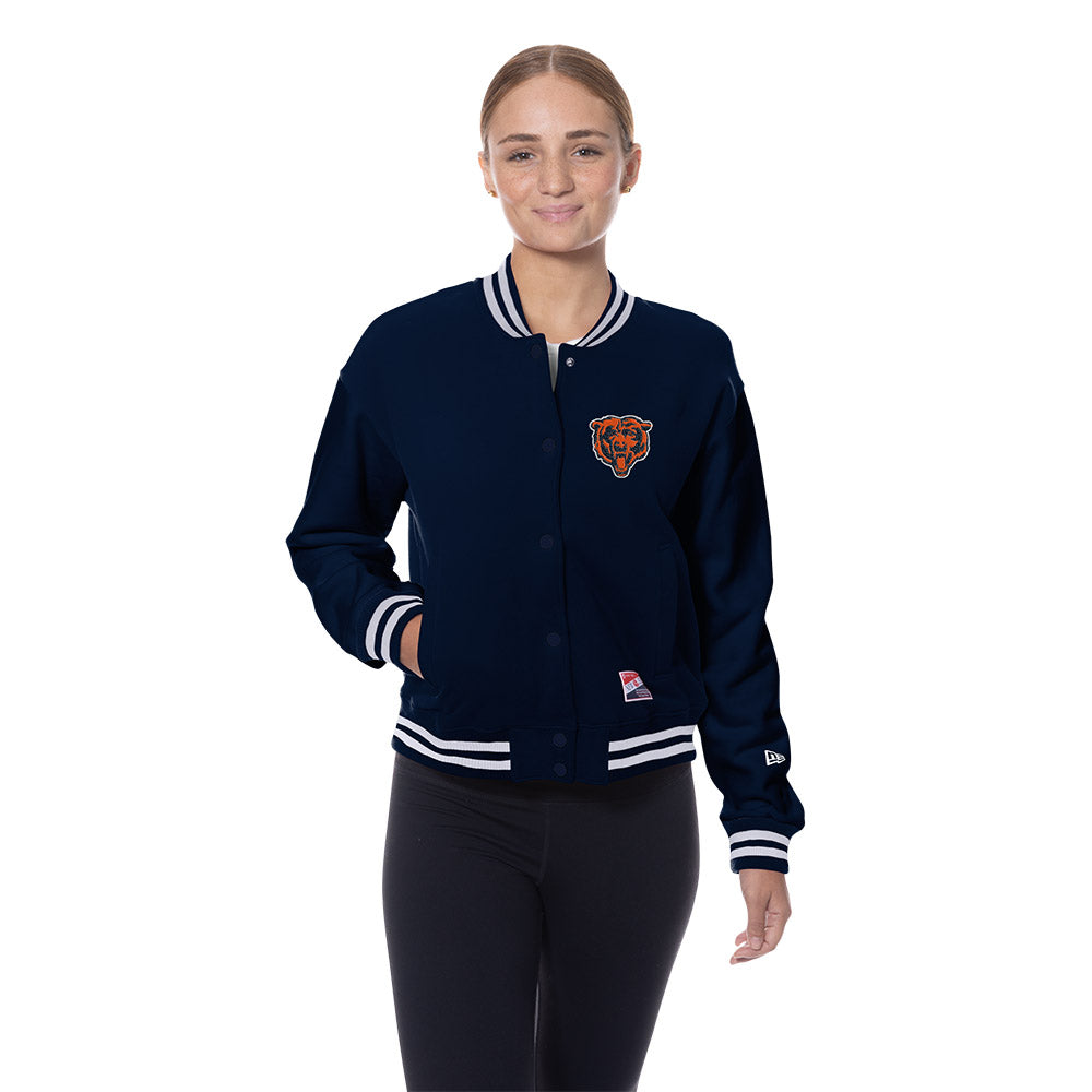 Chicago Bears New Era Ladies Snap Button Navy Varsity Jacket