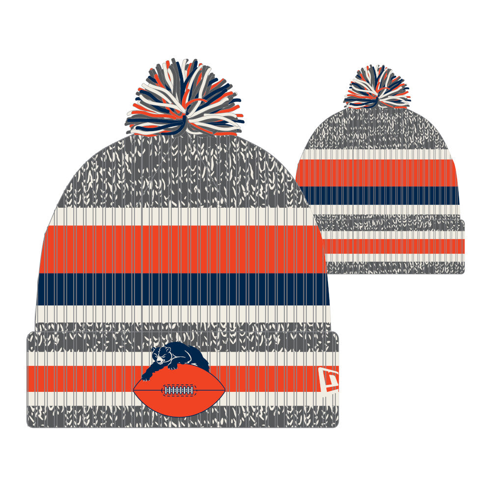 Chicago Bears New Era Retro Logo Stripe Knit Beanie
