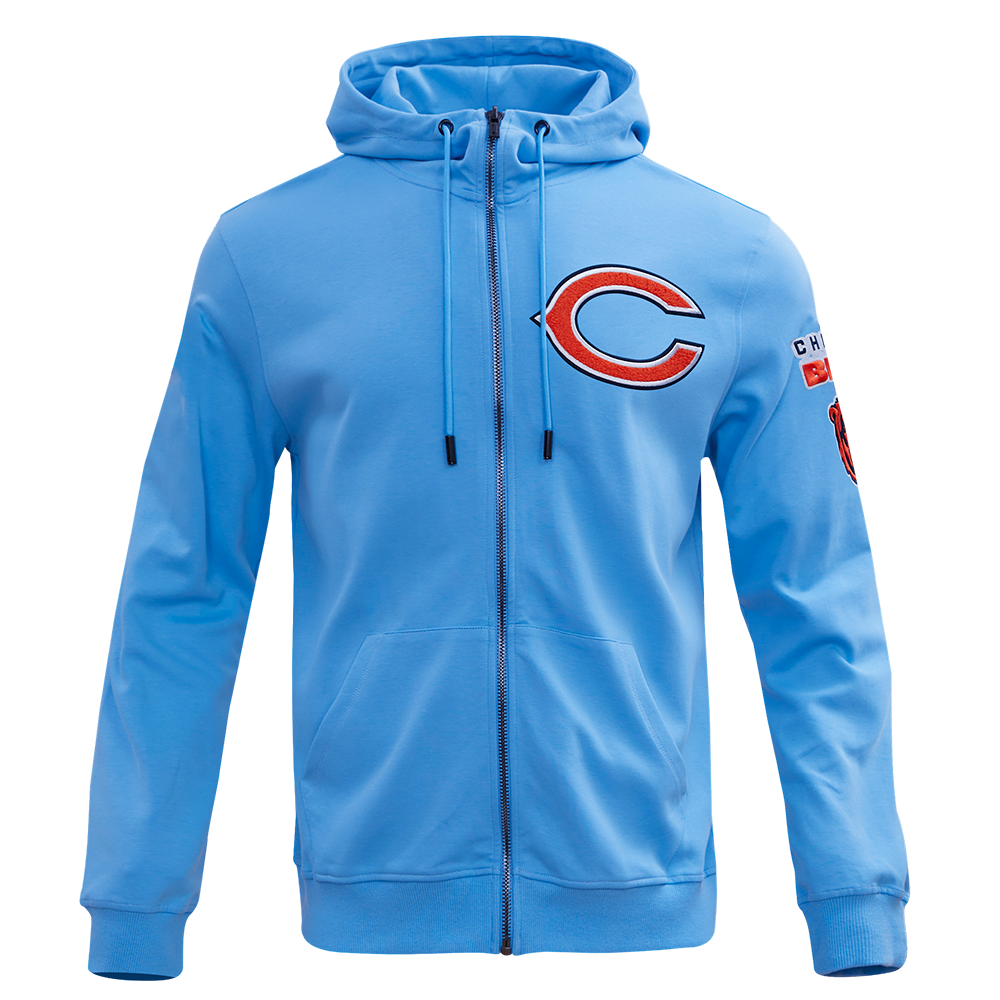 Chicago Bears Pro Standard Men's Full Zip Columbia Blue Hoodie