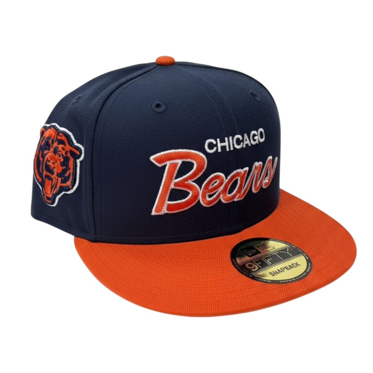 Chicago Bears New Era Navy/Orange Script 9FIFTY Snapback Adjustable Hat