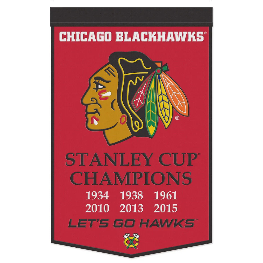 Chicago Blackhawks Stanley Cup Champions 24" x 38" Wool Banner