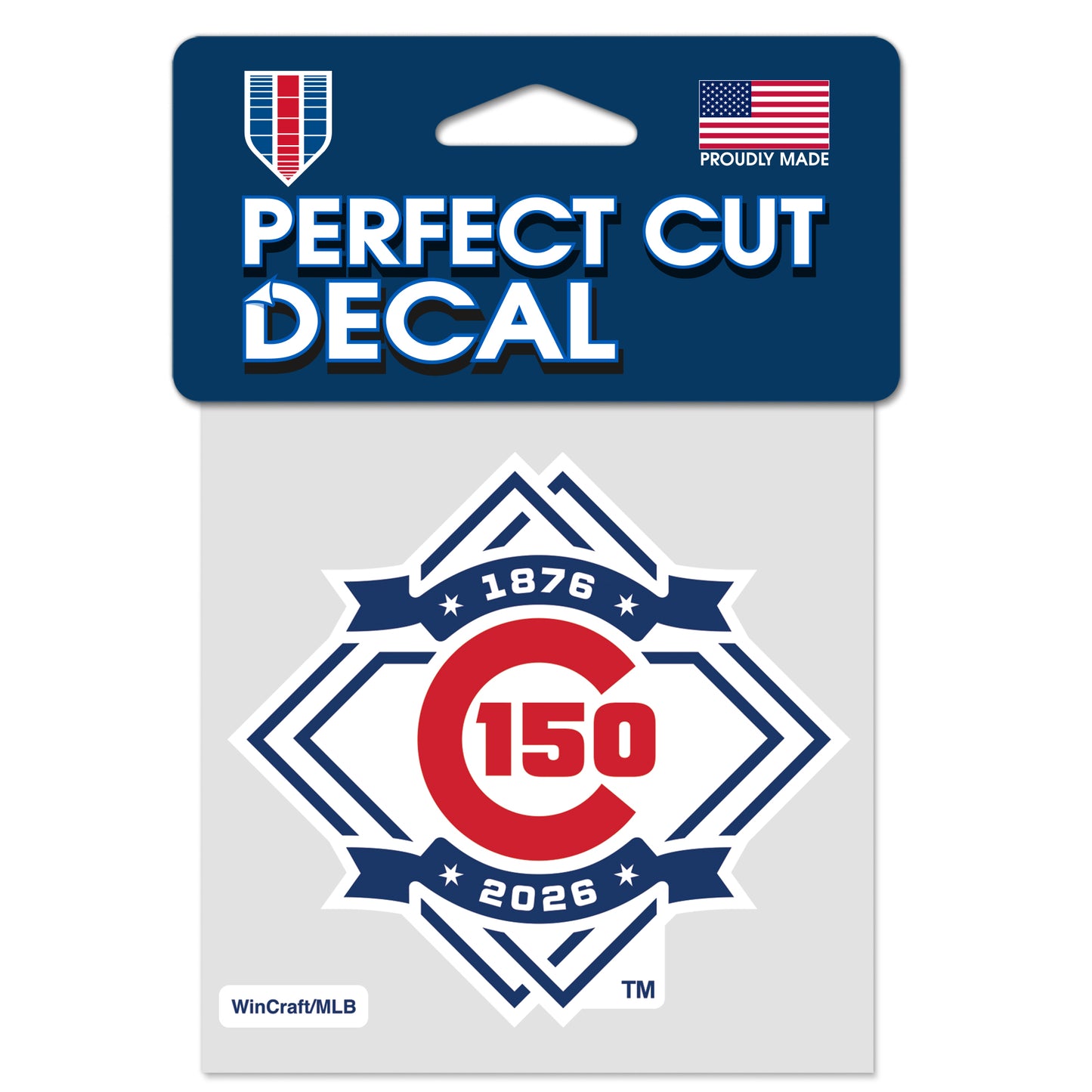 Chicago Cubs 4in. x 4in. Perfect Cut 150th Anniversary Decal