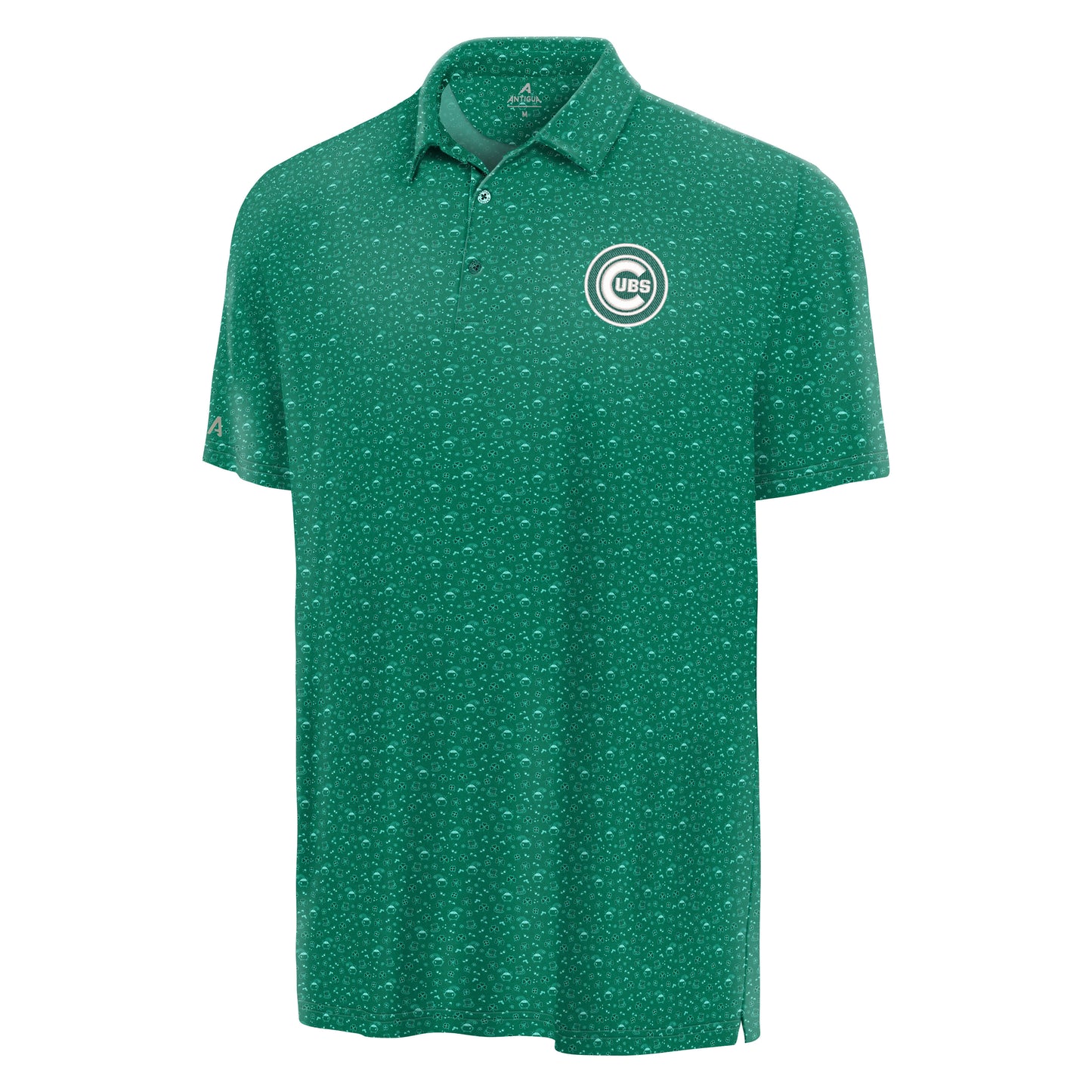 Chicago Cubs Antigua Green Emerald Lucky Run Heritage Polo Shirt