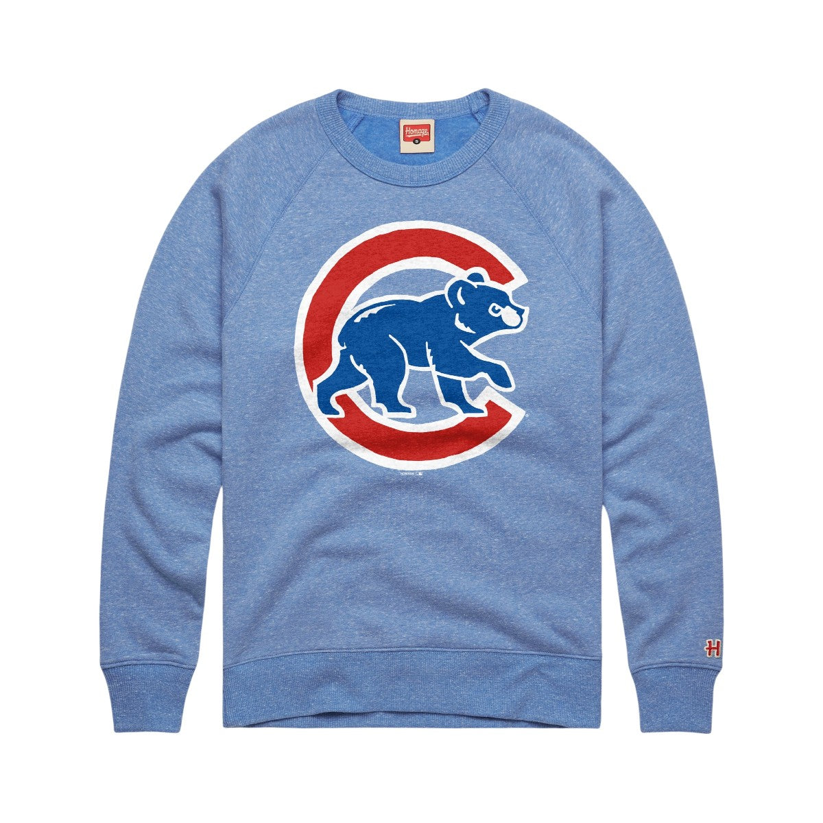 Chicago Cubs Homage Light Blue Crawl Bear Crewneck Sweatshirt
