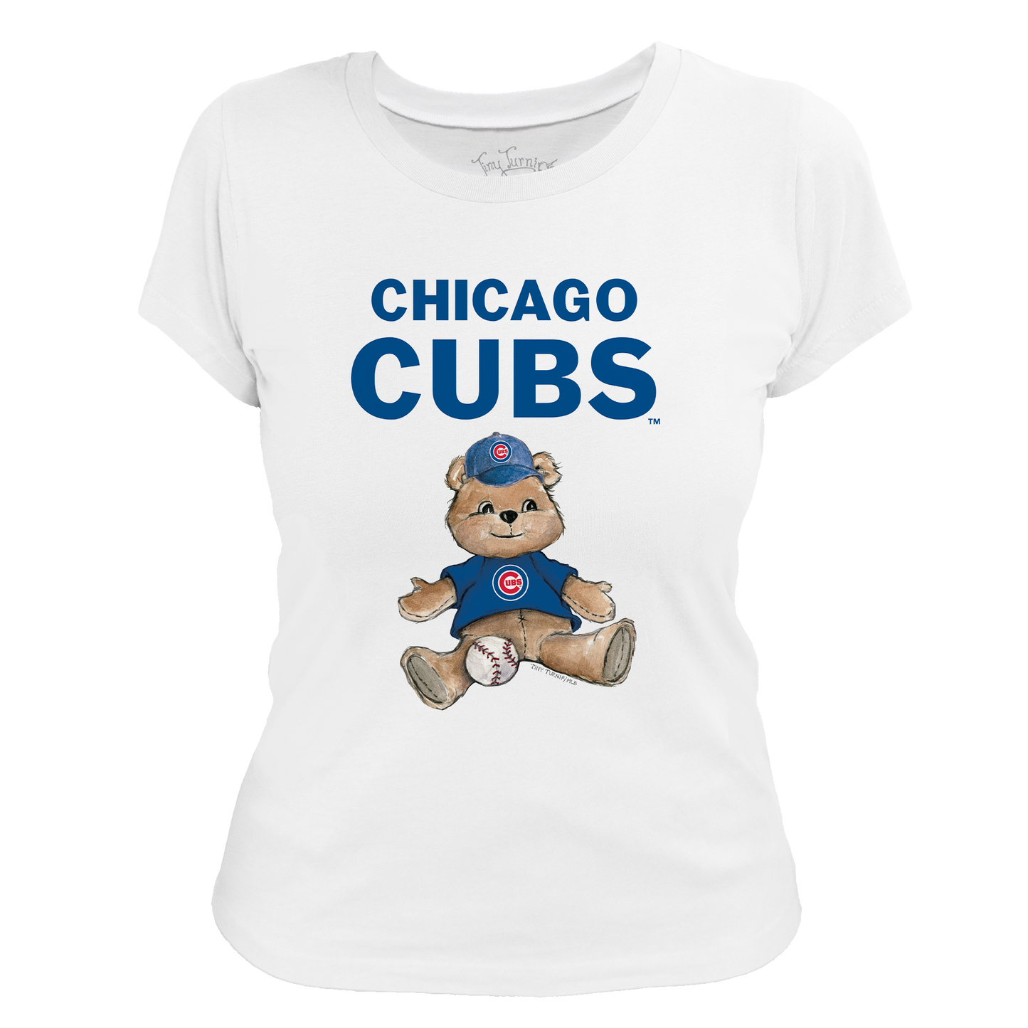 Chicago Cubs Tiny Turnip Women’s White Teddy T-Shirt