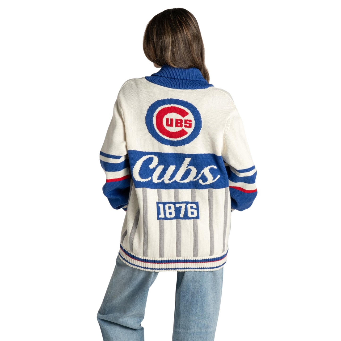Chicago Cubs Women's The Wild Collective 1876 Jacquard Rolled Collar Sweater