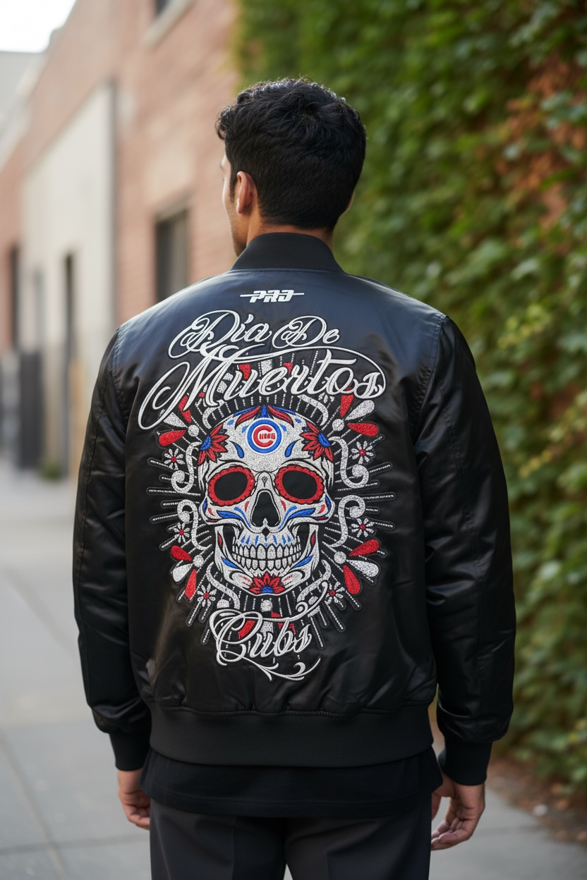Chicago Cubs pro Standard Dia De Muertos Eternal Skull Black Satin Jacket