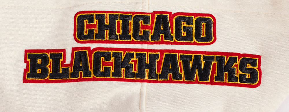 Chicago Blackhawks Cream Rib Fleece Hoodie