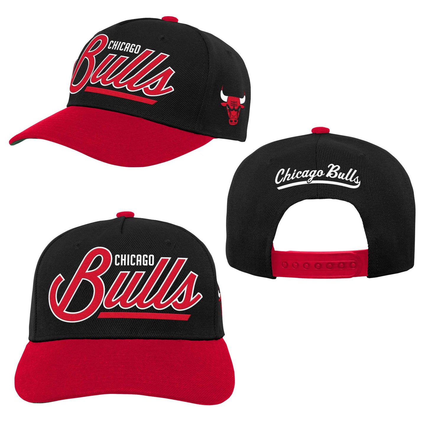Chicago Bulls Black/Red Script Youth Snapback