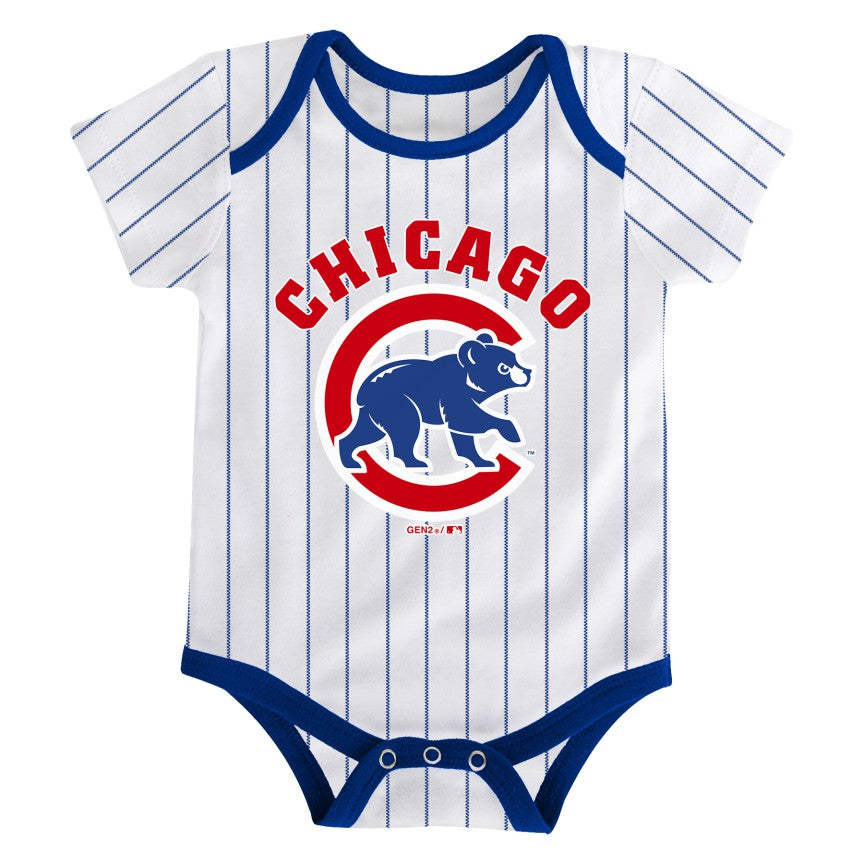 Chicago Cubs Pinstripe Crawl Bear "Chicago" Creeper Onesie