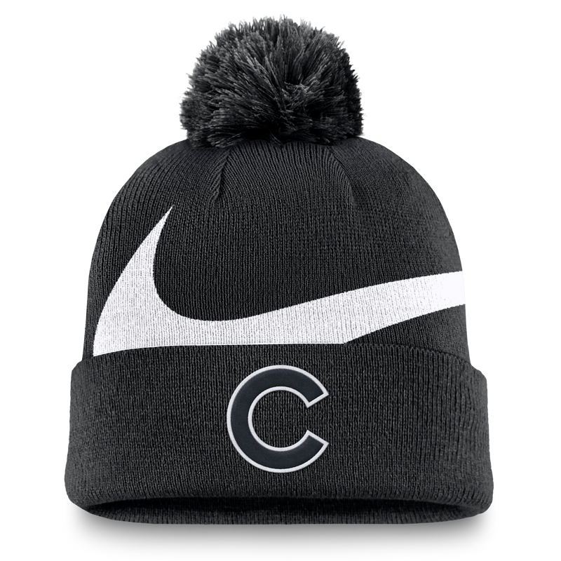 Chicago Cubs Nike Black/White Winter 2024 Pom Knit Hat