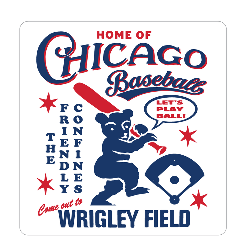 Wrigley Field The Friendly Confines Let's Play Ball Sticker