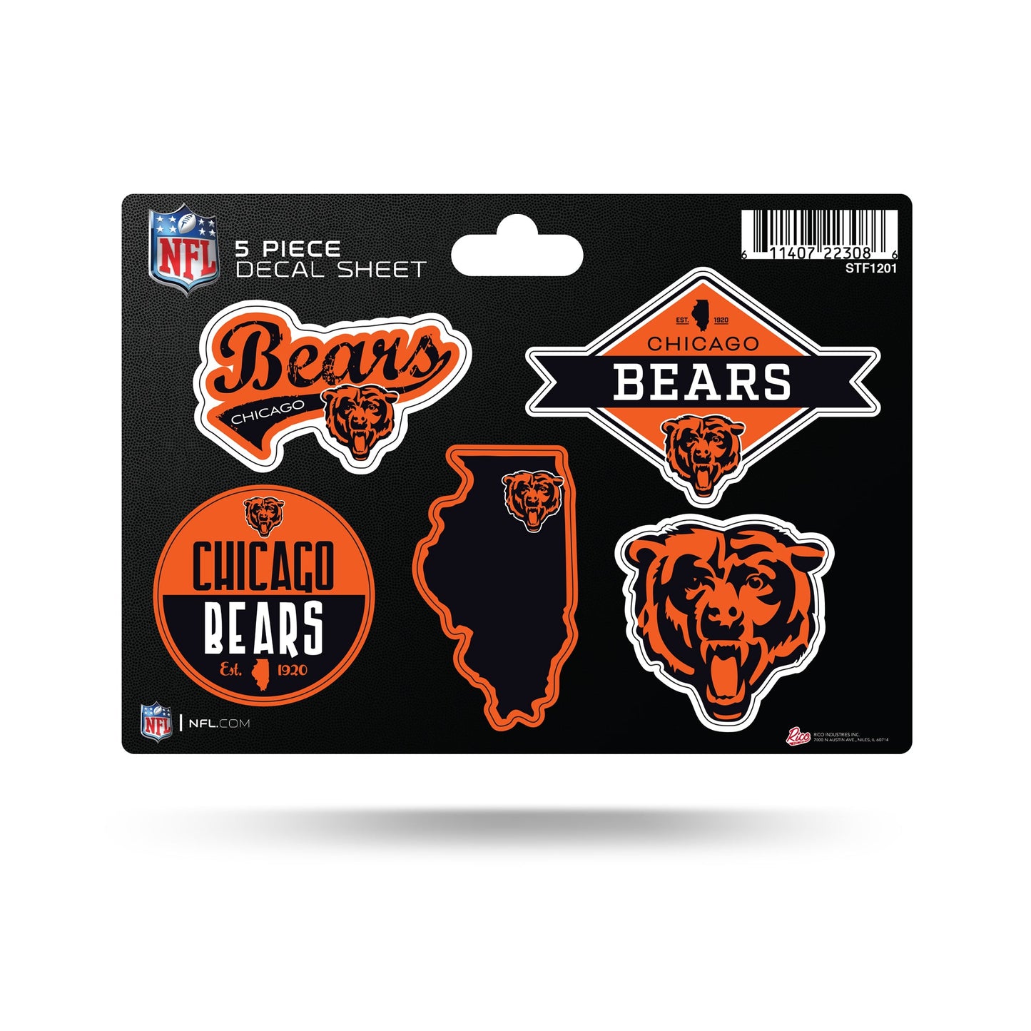 Chicago Bears 5 Piece Decal Sheet