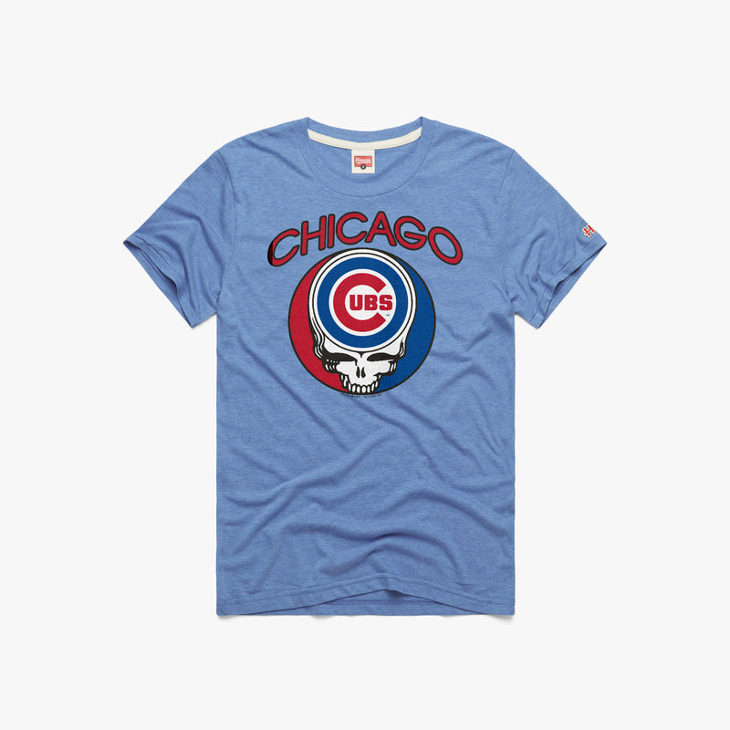 Chicago Cubs Homage Light Blue Grateful Dead Skull T-Shirt