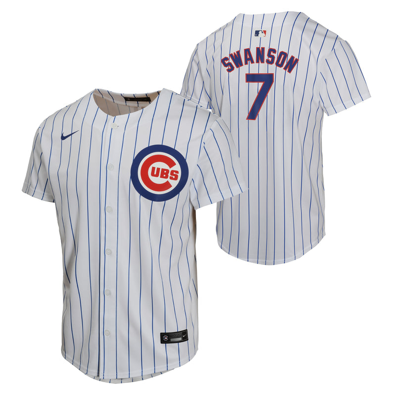 Dansby Swanson Chicago Cubs Nike Home Pinstripe Youth Jersey