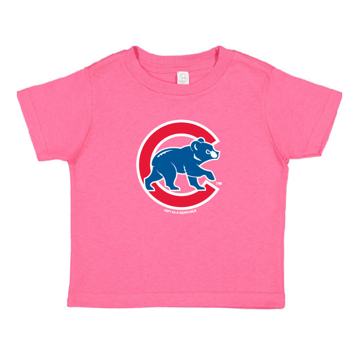 Chicago Cubs Toddler Pink Crawl Bear Soft Grape T-Shirt
