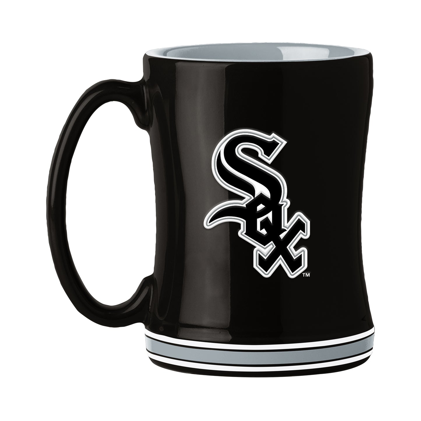 Chicago White Sox 14oz Black Sculpted Relief Ceramic Coffee Mug