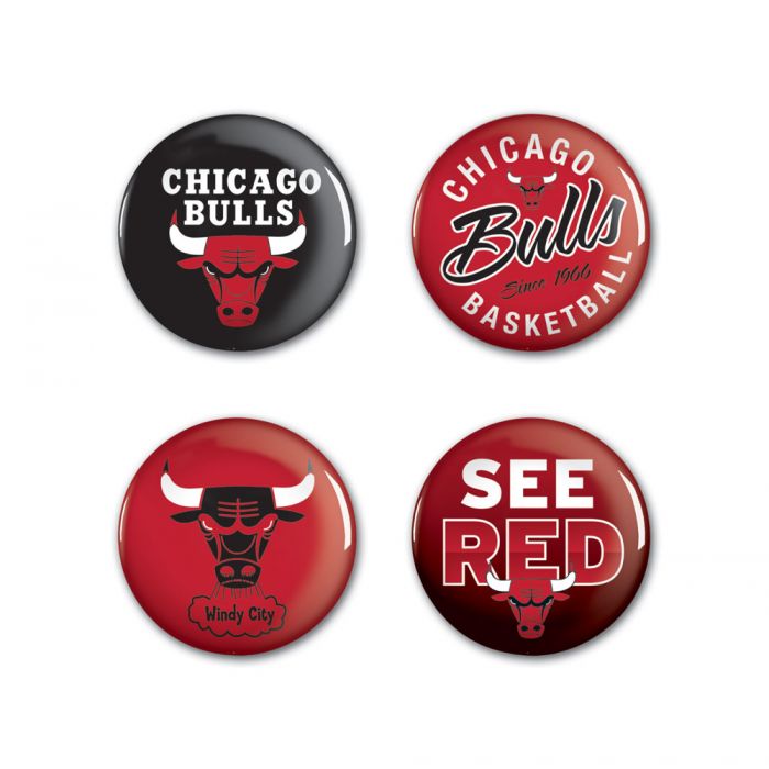 Chicago Bulls 1 1/4" Round Buttons 4 Pack