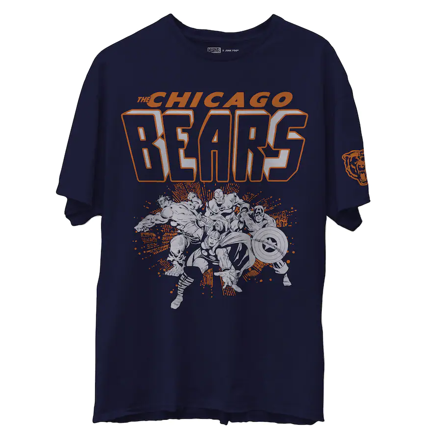 Chicago Bears Marvel Avengers Junk Food Navy Men's T-Shirt