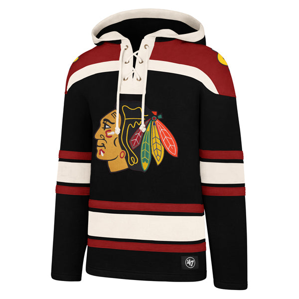 Chicago Blackhawks Black/Red Primary Logo Lacer Hoodie