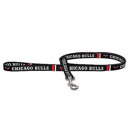 Chicago Bulls Black Dog Leash W/White Lettering & Angry Bull Logo