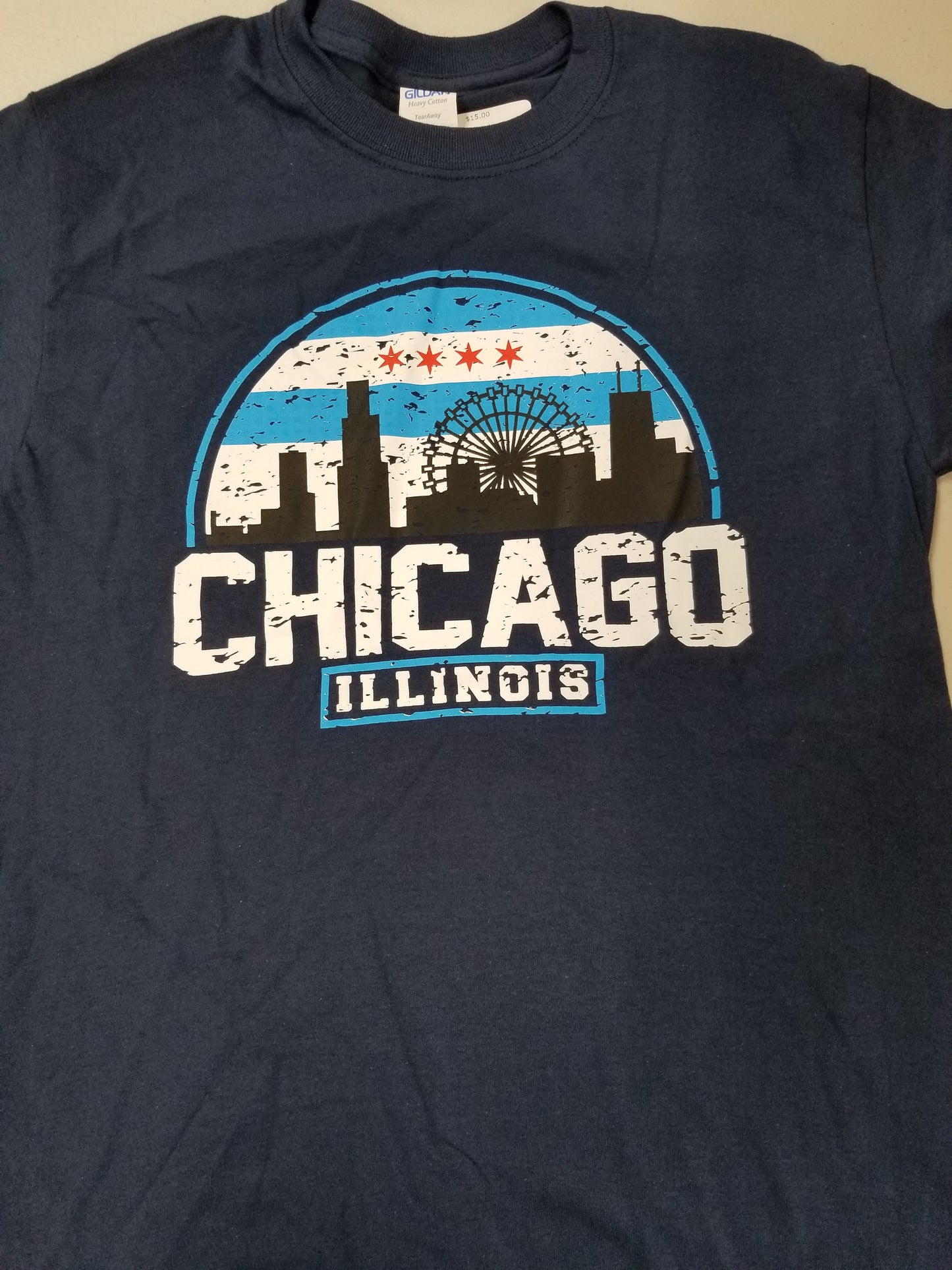 Chicago navy ferris wheel skyline tee