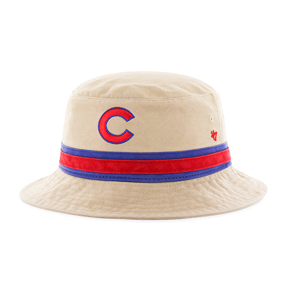 Chicago Cubs Khaki Striped Bucket Hat