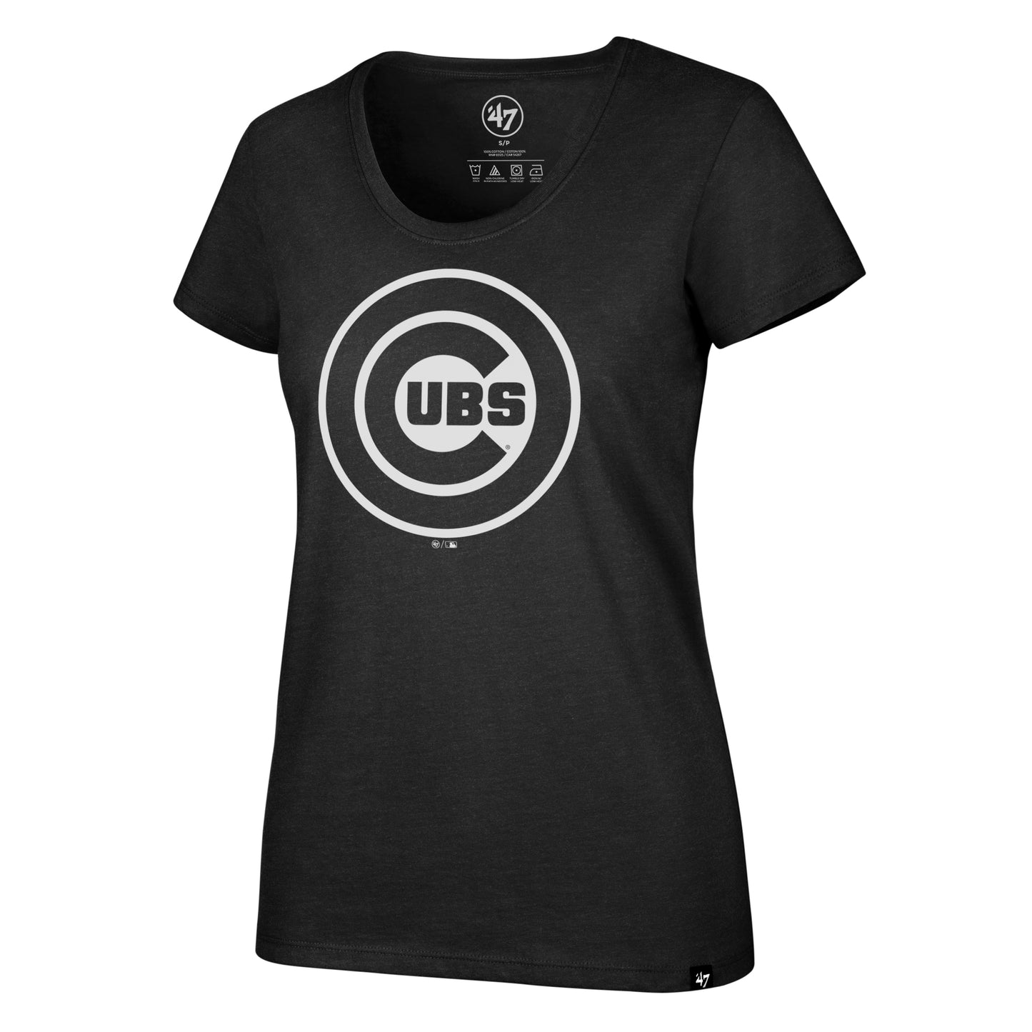 Chicago Cubs Women's Black Bullseye Scoop Neck