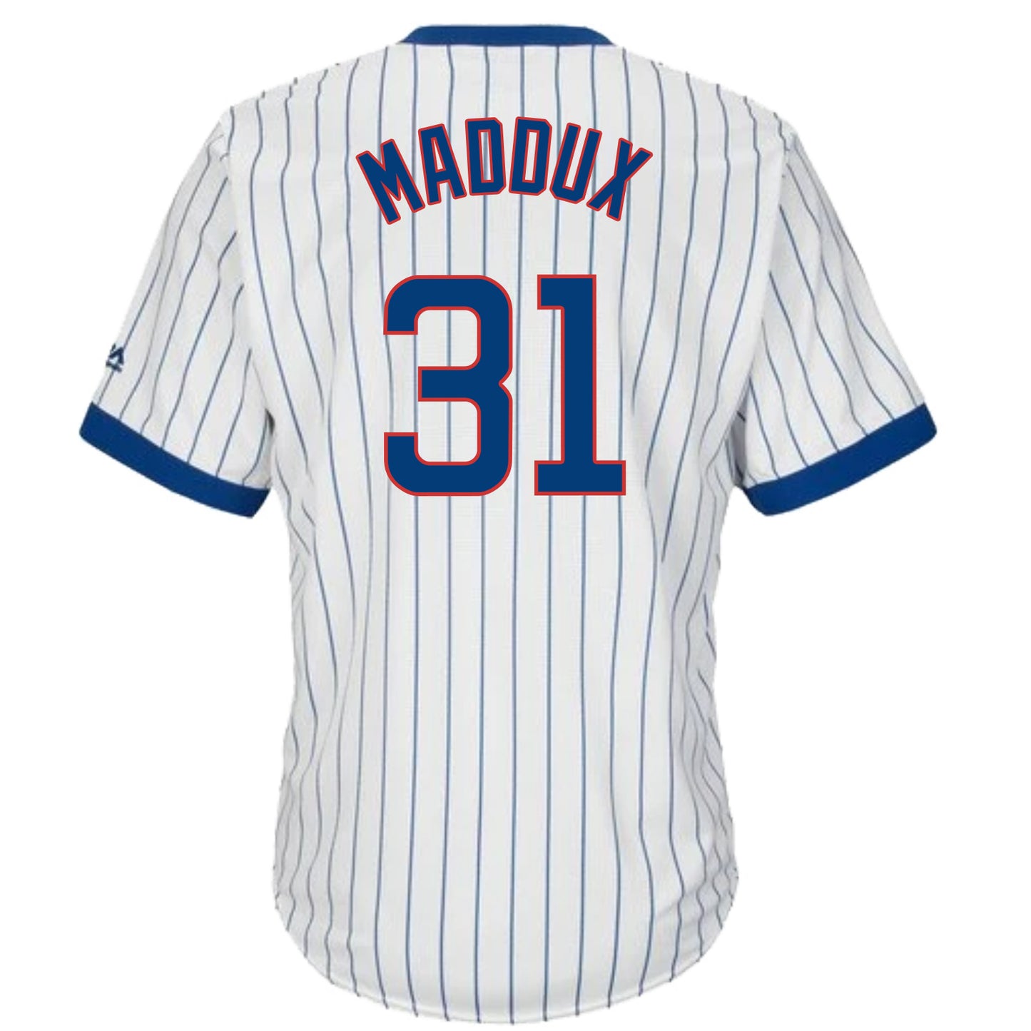 Greg Maddux Chicago Cubs Cooperstown White Pinstripe V-Neck Home Men's Jersey
