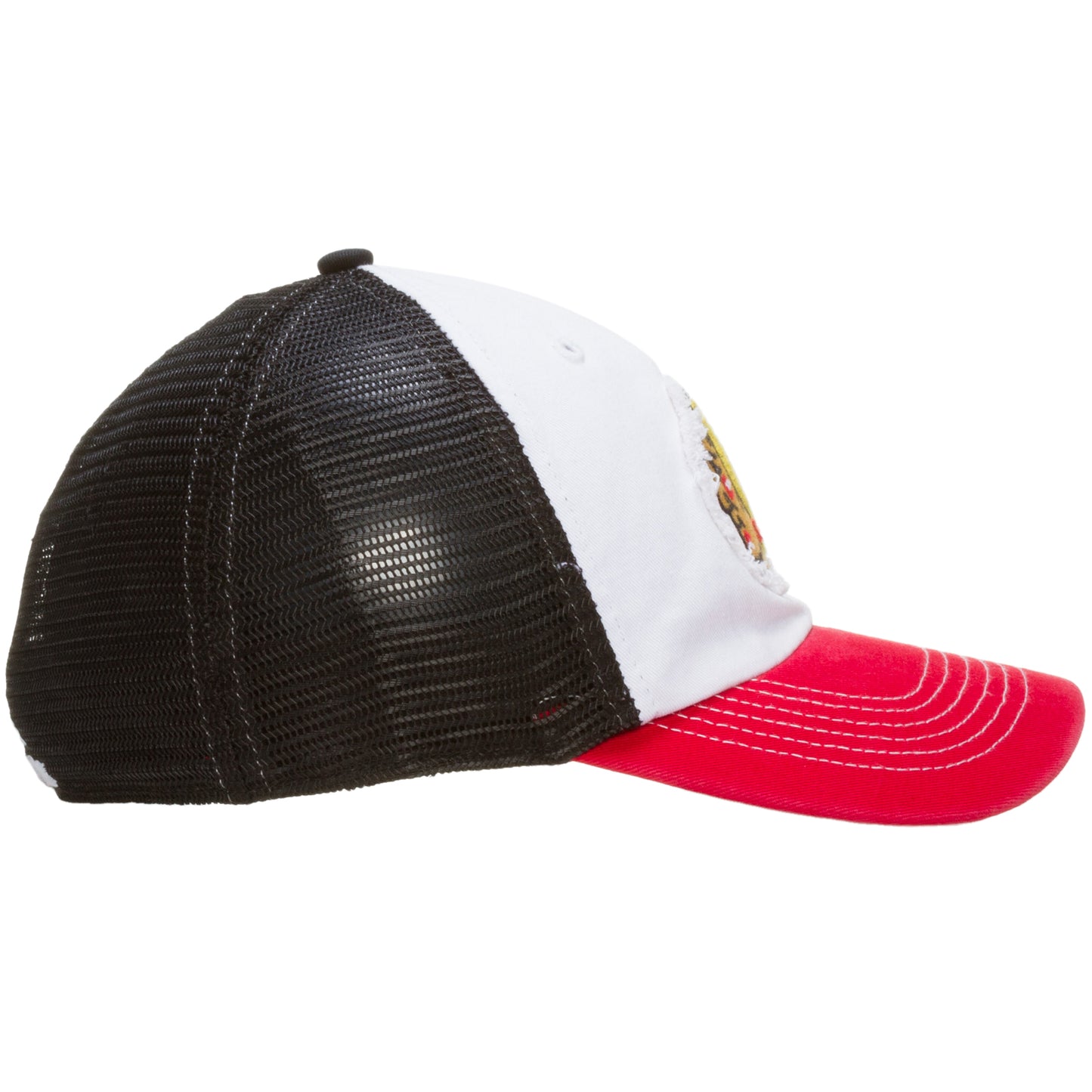 Chicago Blackhawks Red, White, and Black Mesh One-Size-Stretch Fitted Hat