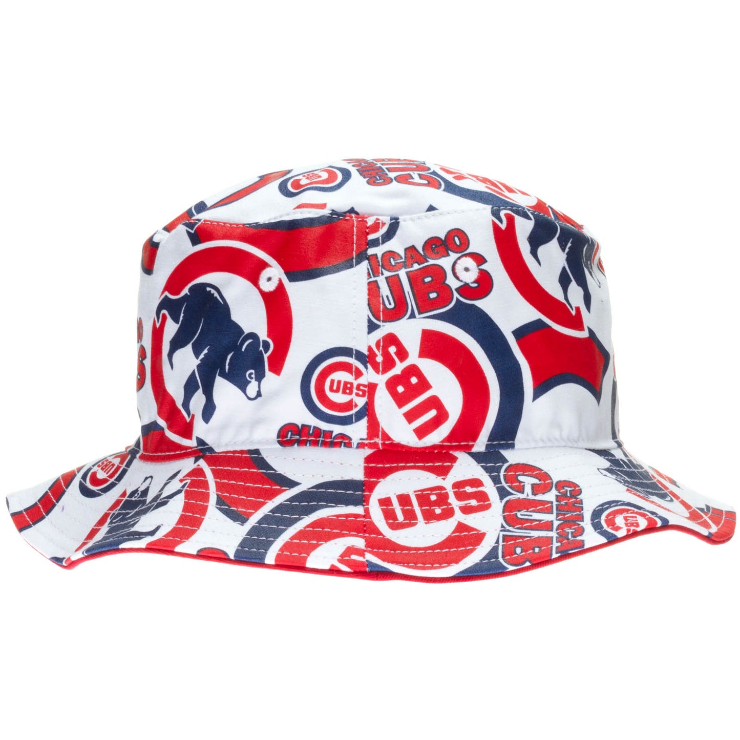 Chicago Cubs White Multi-Logo Sublimated Design Bucket Hat