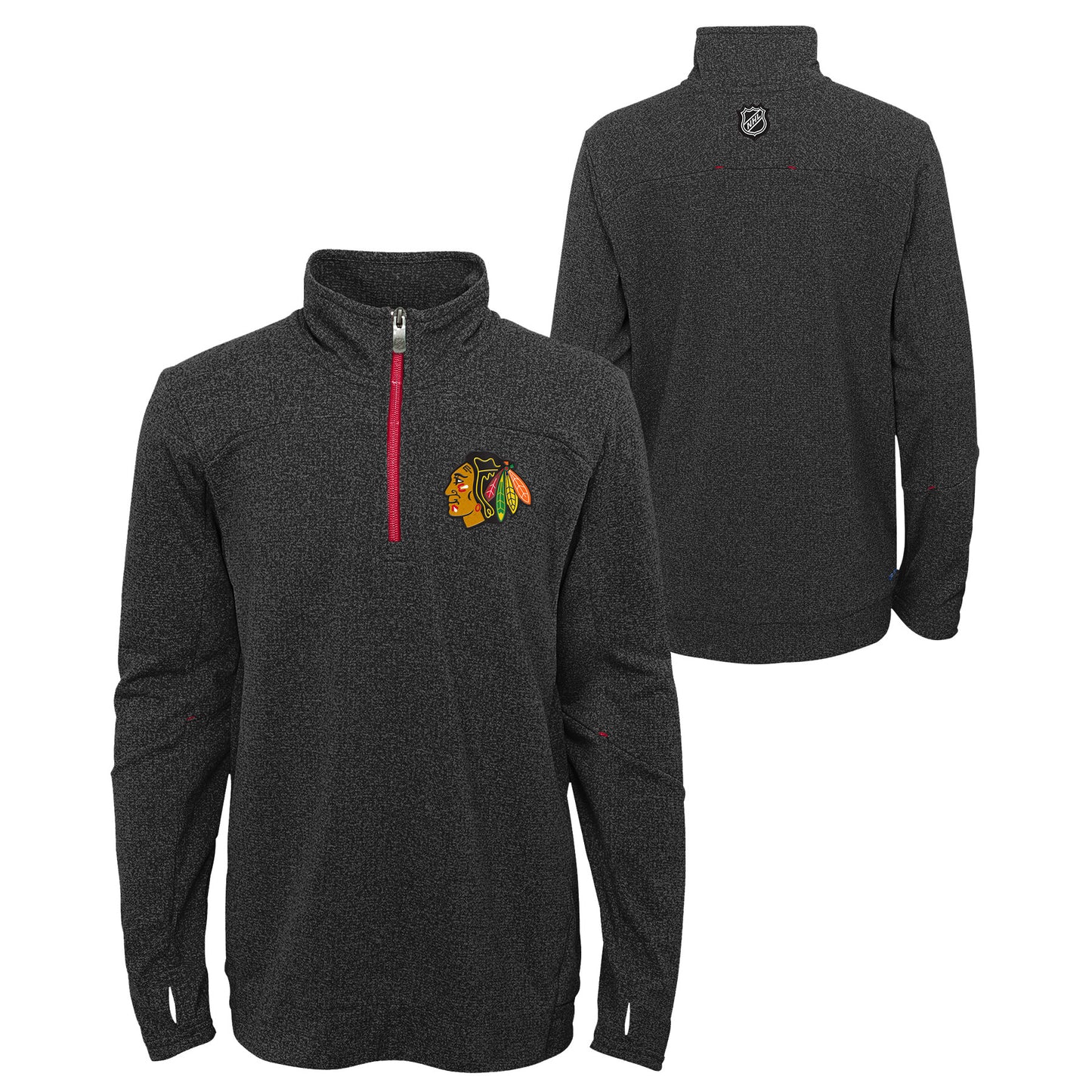 Chicago Blackhawks Youth Black Polymer Quarter Zip