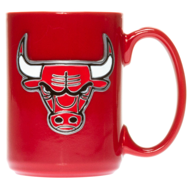 Chicago Bulls Red 15 oz. Ceramic Mug with Metal Logo Emblem